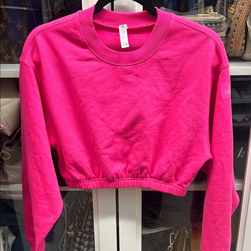 ALO Hot Pink Cropped Sweatshirt